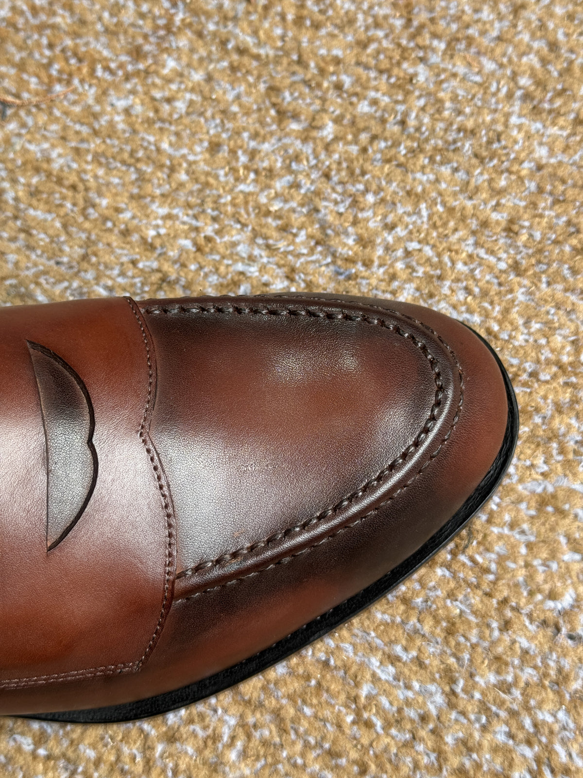 Men’s Handcrafted Penny Loafers | Full Grain Calf Leather Shoes | Blake Stitched | Brown Patina