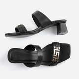 Signature Leather Matte Black Sandals