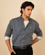 Striped Tailored Bengal Stripe Oxford Shirt – Midnight Navy & White
