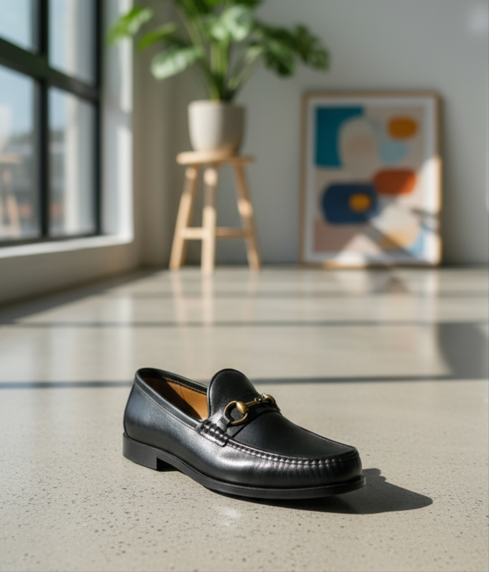 Luxuriöse Horsebit-Lederloafer in Schwarz