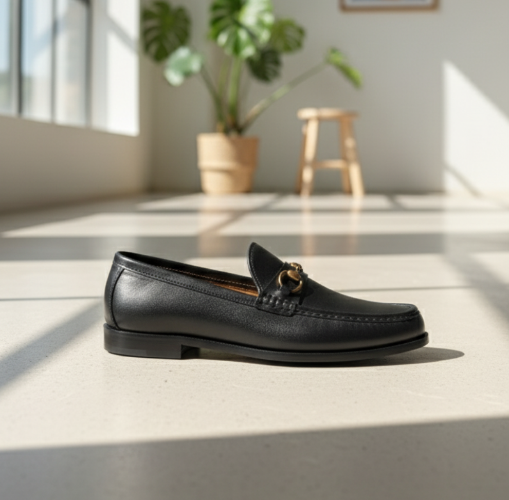 Luxuriöse Horsebit-Lederloafer in Schwarz