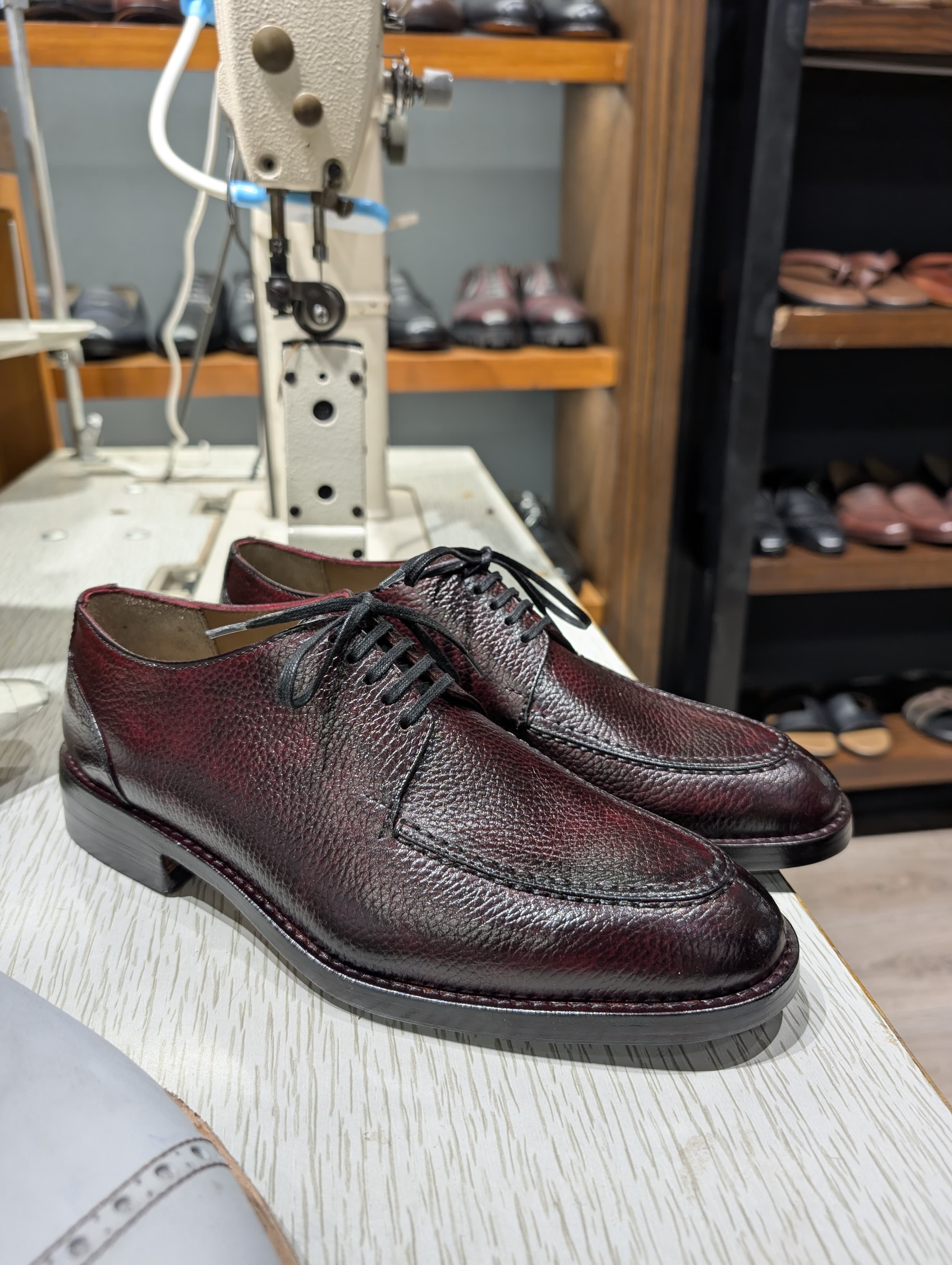 Handcrafted Burgandy Split-Toe Derby Shoes