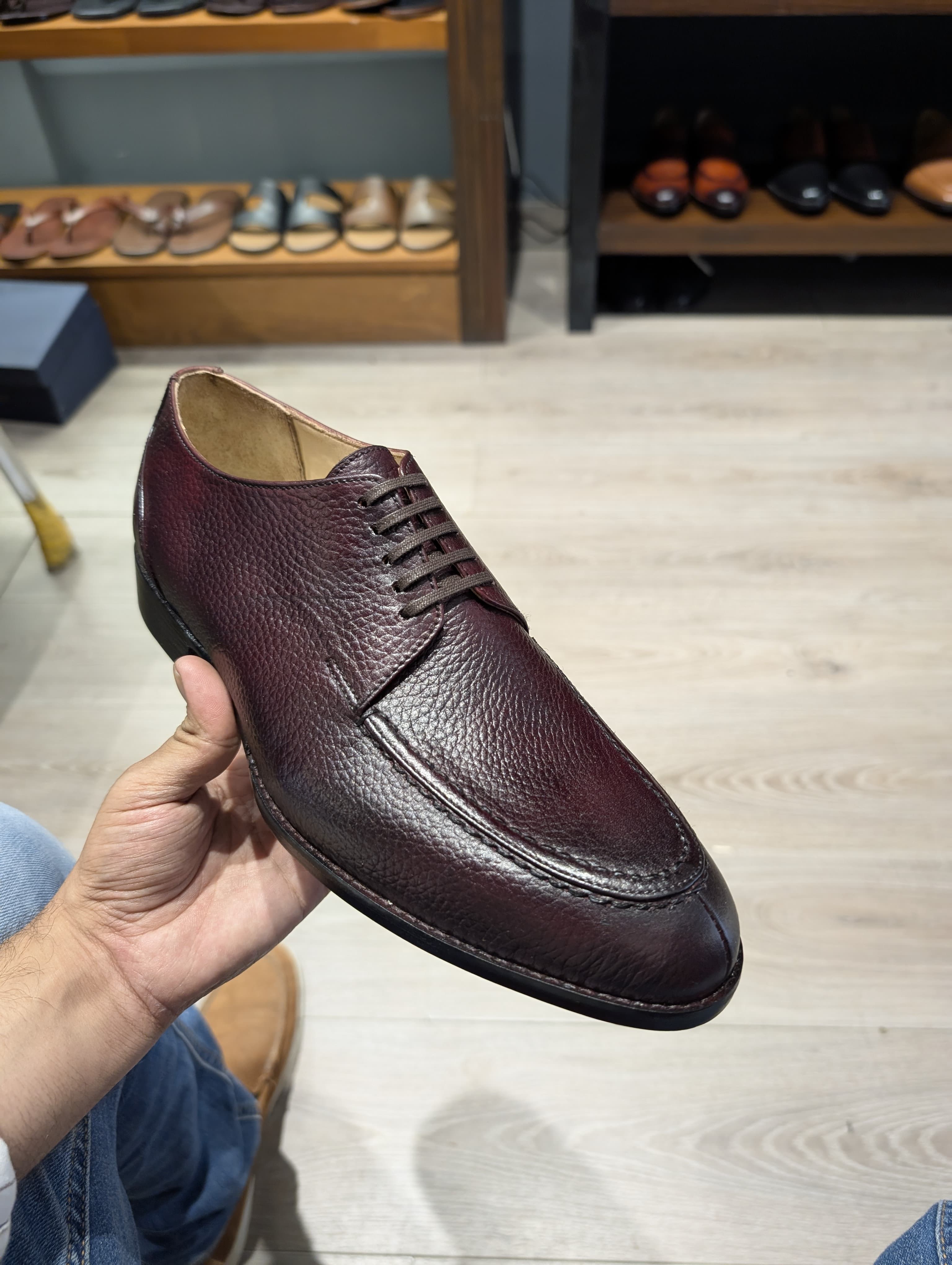 Handcrafted Burgandy Split-Toe Derby Shoes