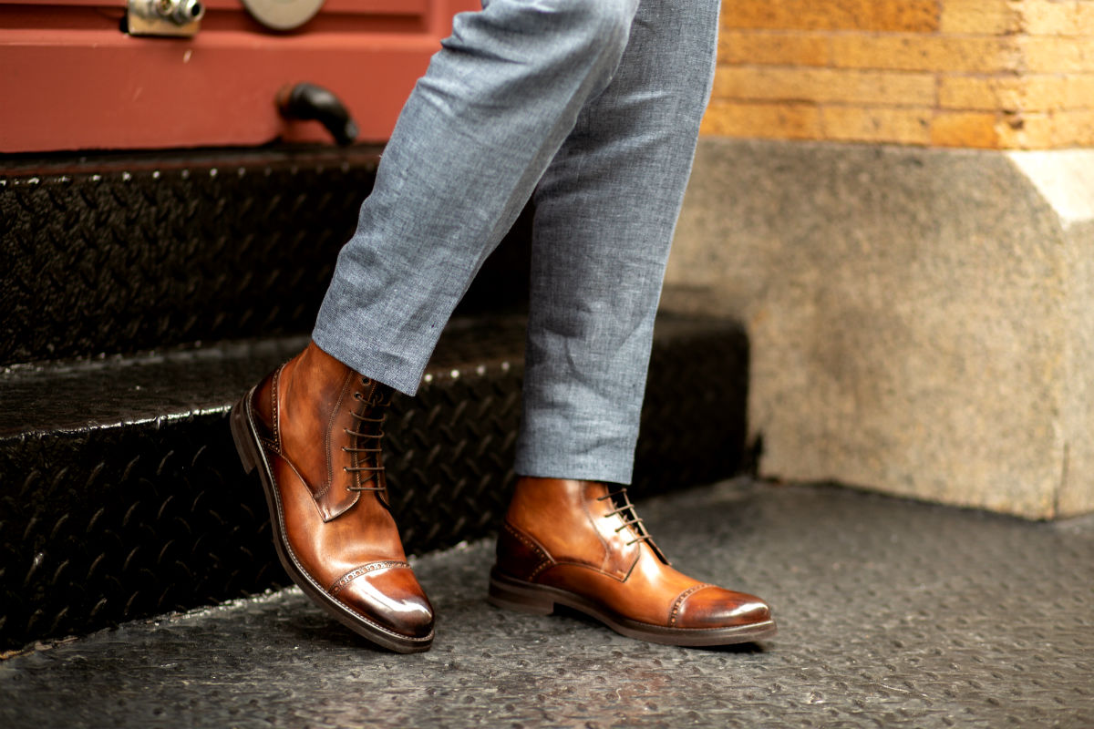 The 'Regent' Cap-Toe Dress Boots | Hand-Burnished Cognac Leather