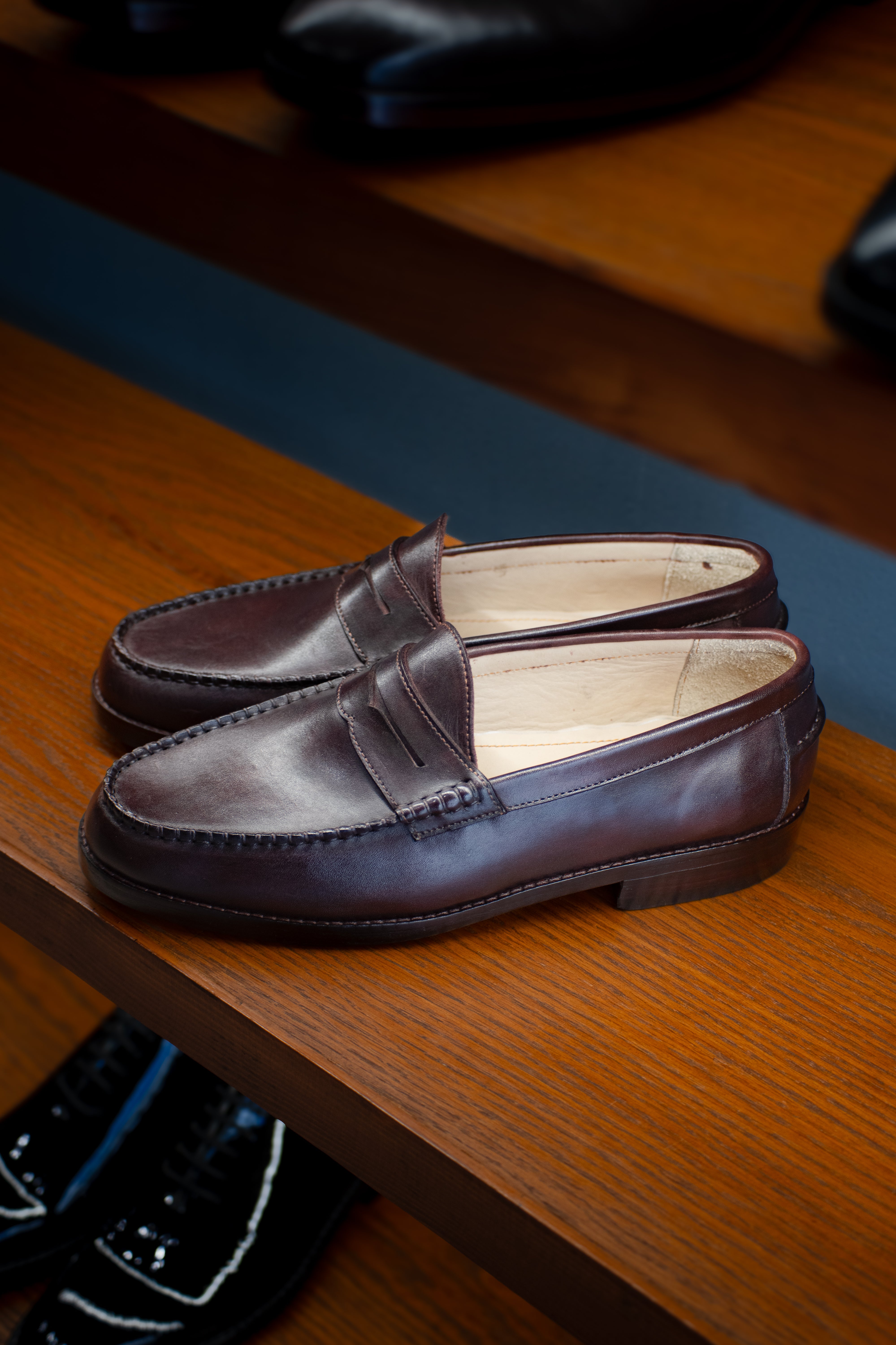 Hand-Finished Brown Leather Penny Loafers for Men | Classic Men’s Slip-On Loafers
