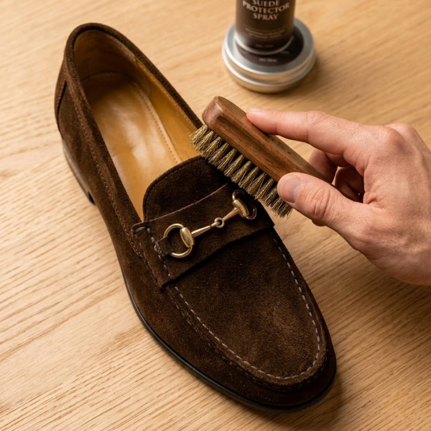 Unisex Brown Dark Brown Suede Horsebit Loafers. styled for casual wear, Harmain Leathers