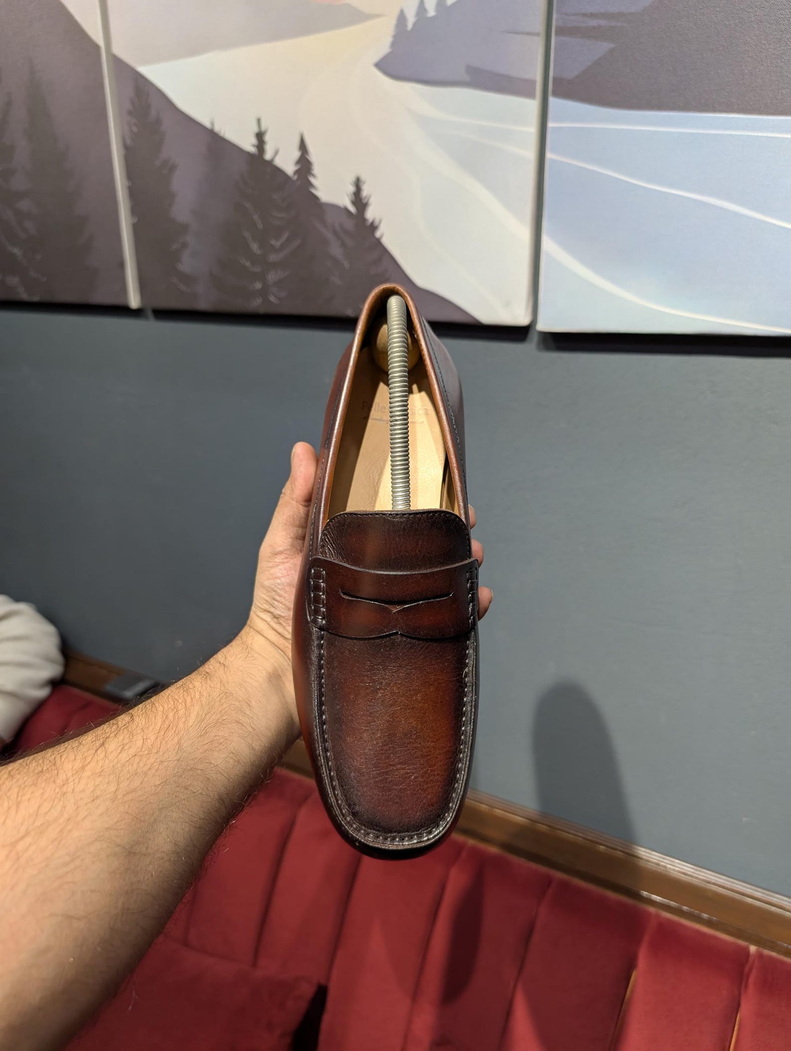 Brown Leather Penny Loafers for Men – Classic Hand-Stitched Smart Shoes