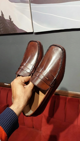 Brown Leather Penny Loafers – Classic Hand-stitched Smart Shoes