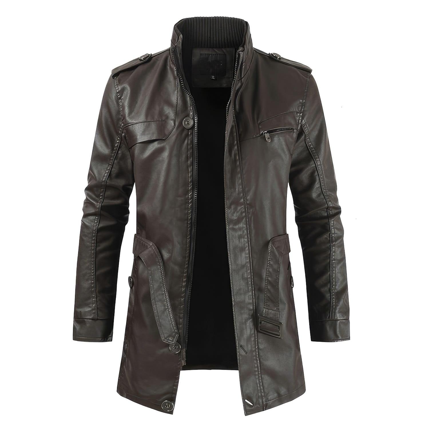 The Heritage Dark Brown Longline Leather Jacket