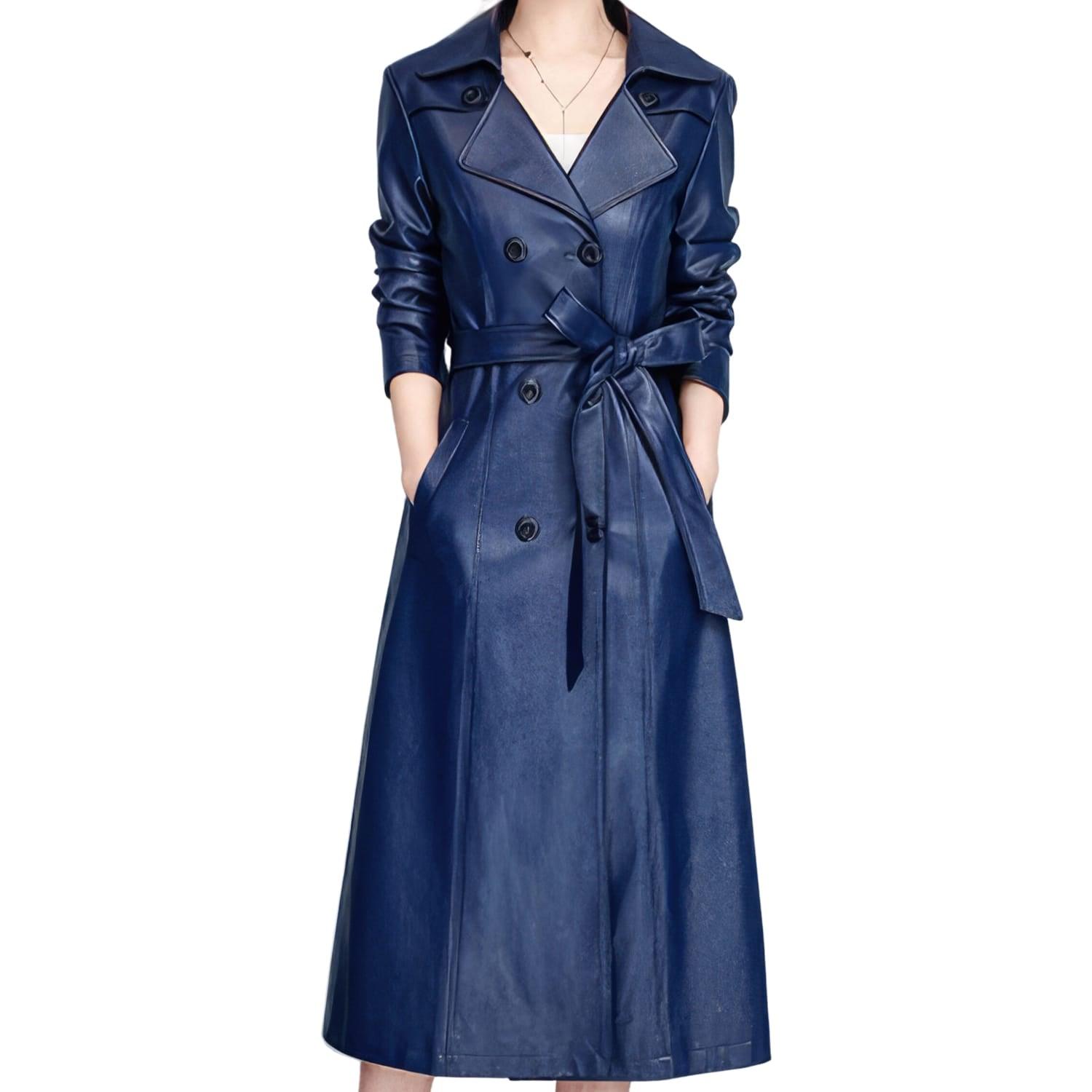 WOMEN’S DOUBLE BREASTED LEATHER TRENCH COAT