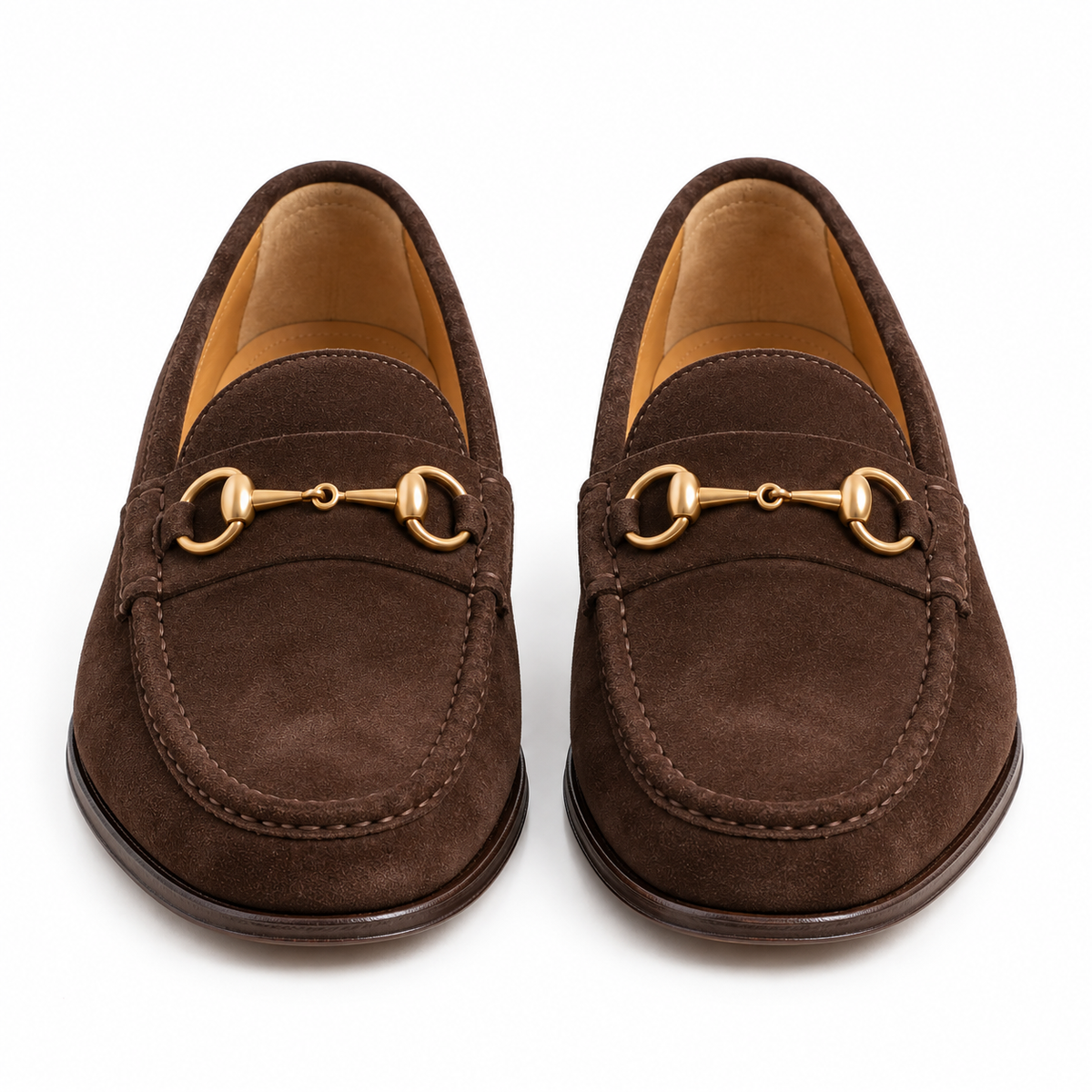 Dark Brown Suede Horsebit Loafers