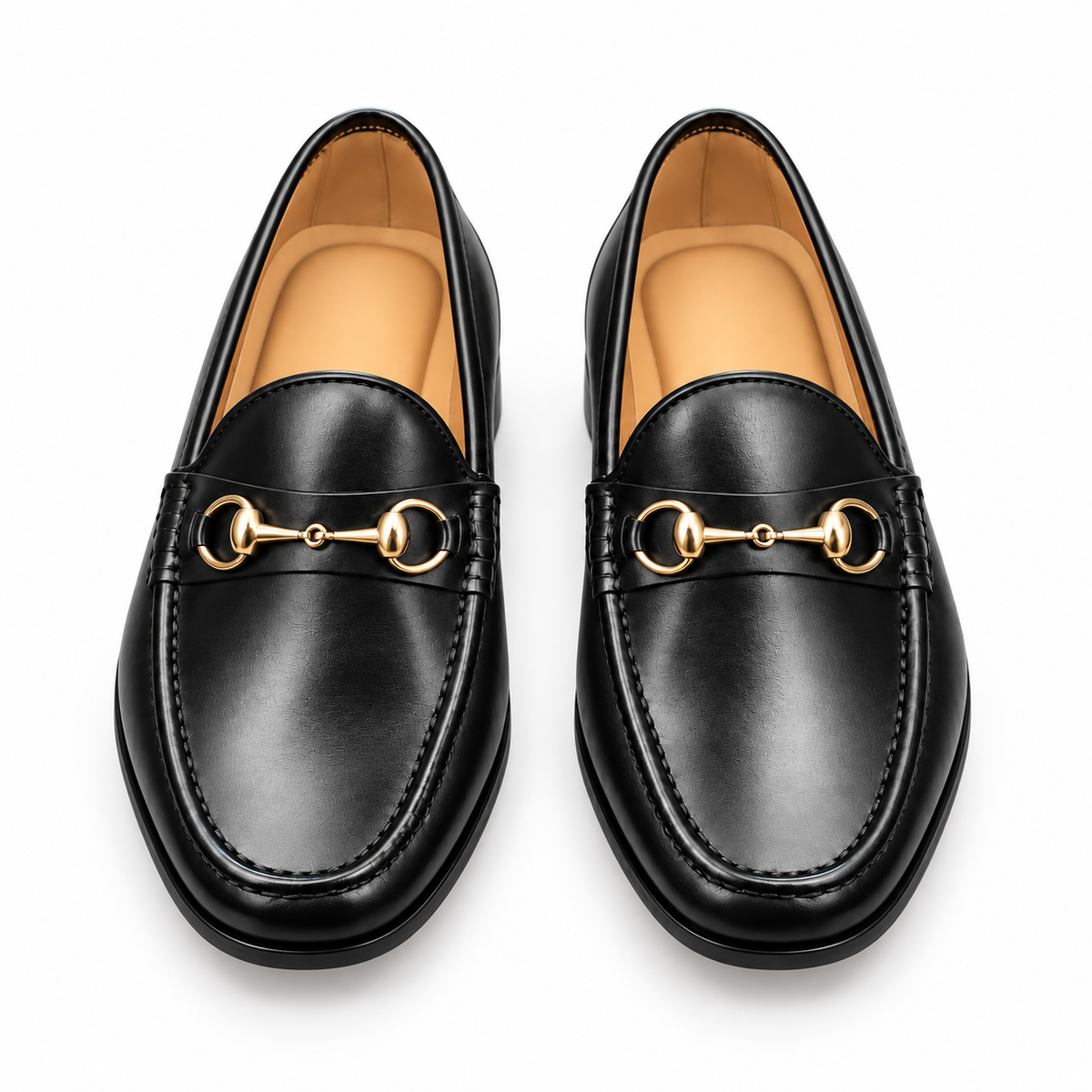 Black Gold Bit Leather Loafers | Handcrafted with Leather Soles