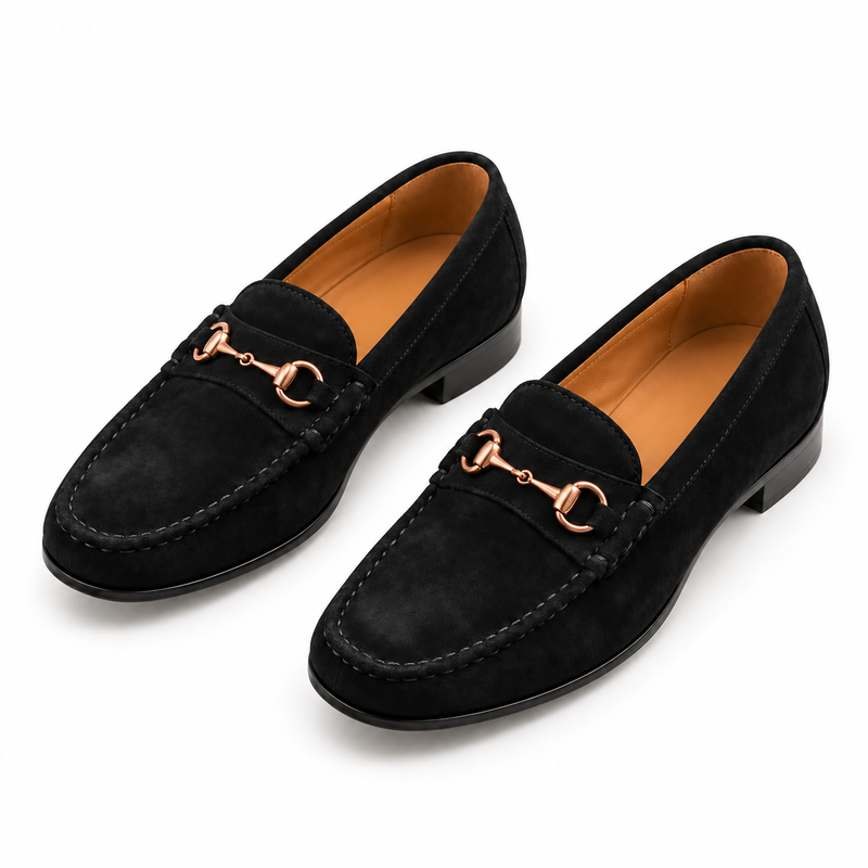 Black Suede Horsebit Loafers | With Leather Soles