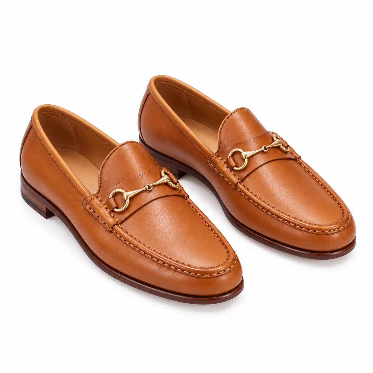 Harmain Leathers Men's Brown Black Leather Tan Horsebit | Handcrafted Genuine Leather