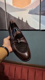 Dark Brown Leather & Suede Horsebit Loafer