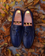 Navy Blue Crocodile-Embossed