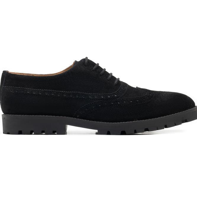 Harmain Herren-Brogue-Schuhe aus schwarzem Wildleder mit robuster Sohle