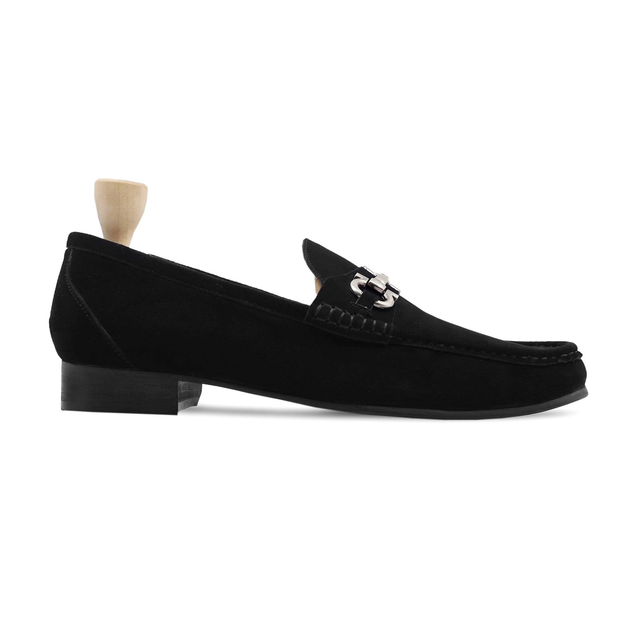 Ajax Schwarze Wildleder-Loafer – Premium Horsebit-Schuhe für Herren