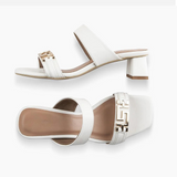Signature Leather Matte White Sandals