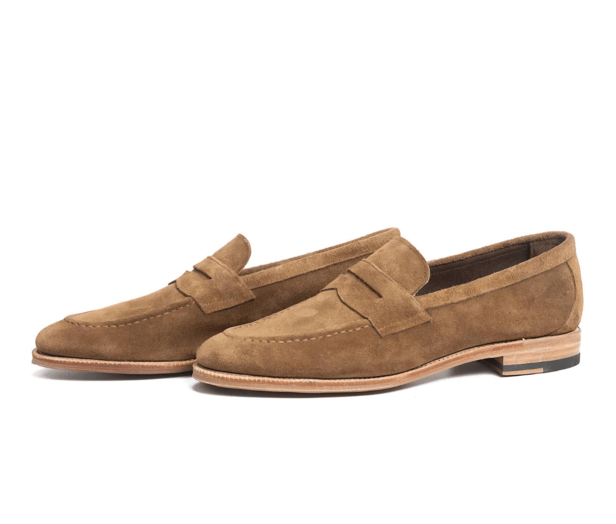 Light Brown Suede Penny Loafers