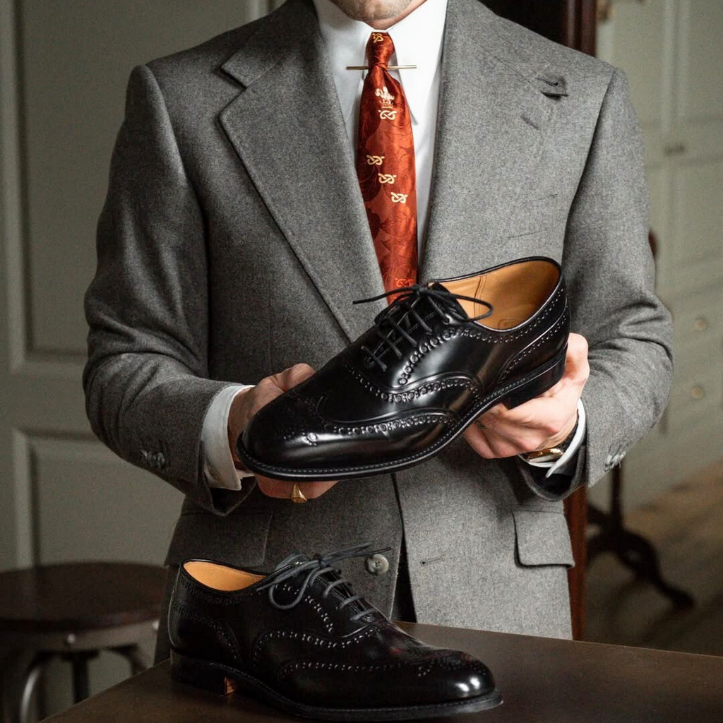Harmain Leathers-Black Oxford Brogue Shoes