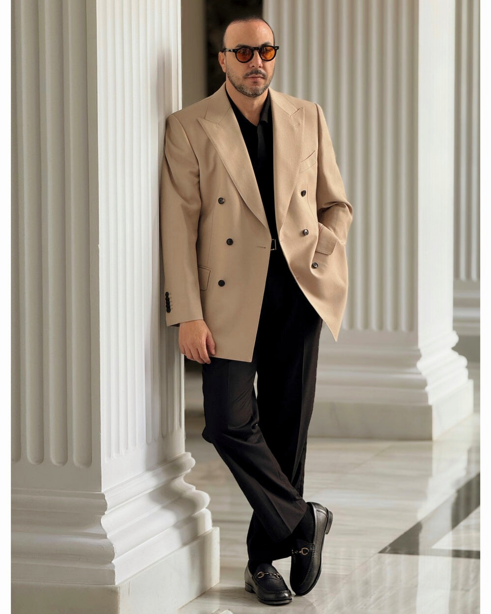 Men Black Pebble Grain Horsebit Driver Loafers