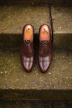 Hand-Patina Brown Leather Oxford Shoes | Men's Cap Toe