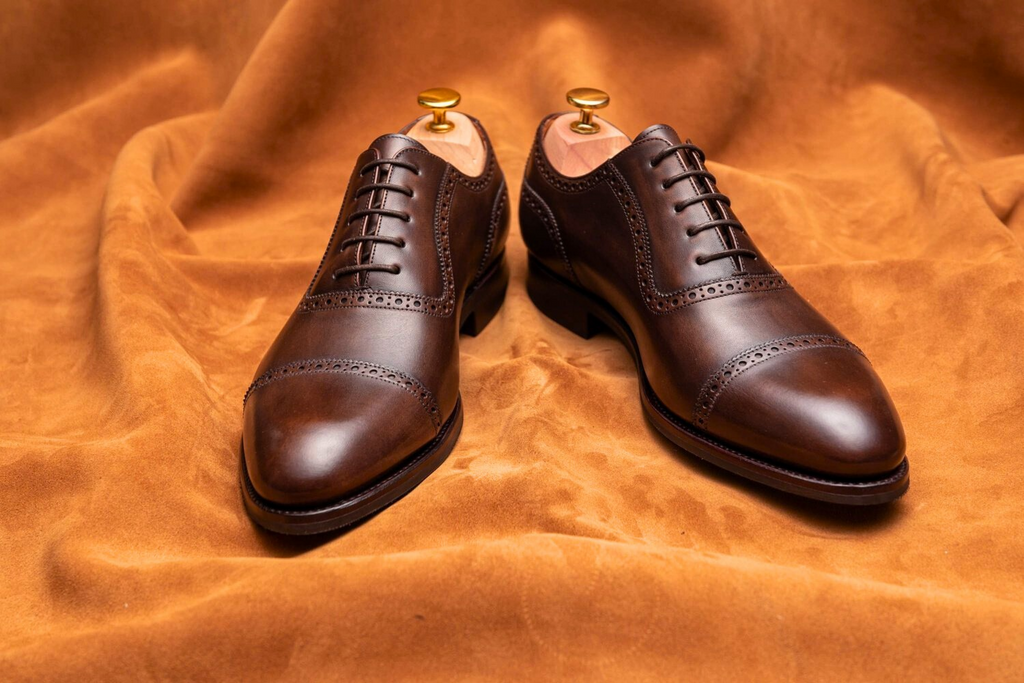 Hand-Patina Brown Leather Oxford Shoes | Men's Cap Toe