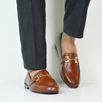 Brown Leather Horsebit Loafers
