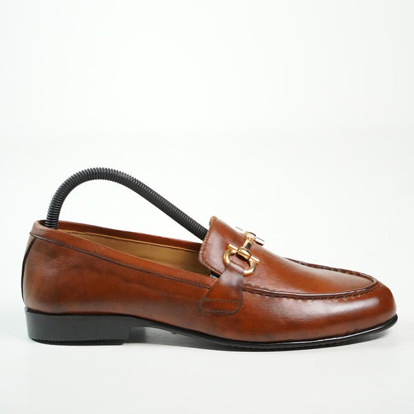 Brown Leather Horsebit Loafers