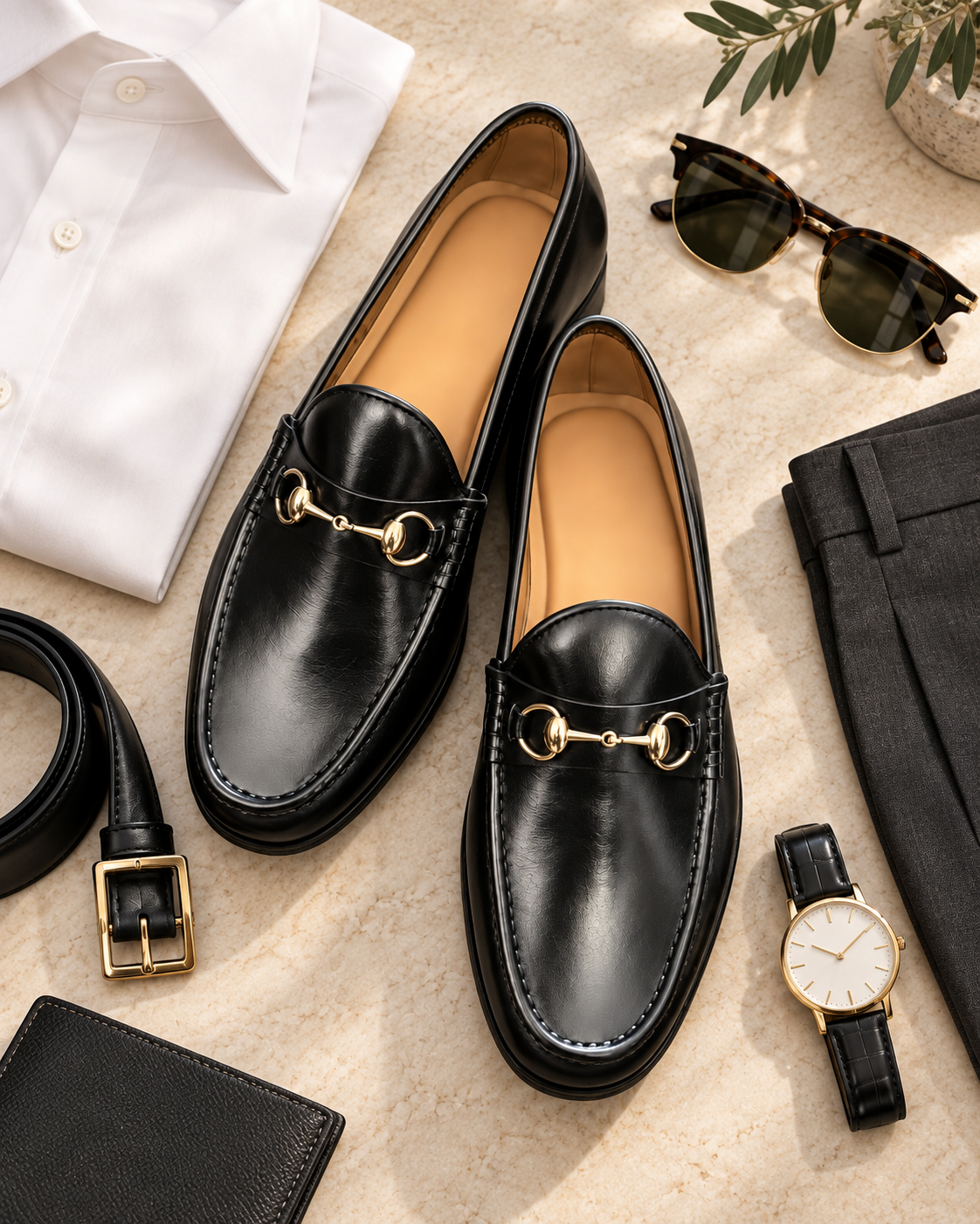Black Gold Bit Leather Loafers | Handcrafted with Leather Soles