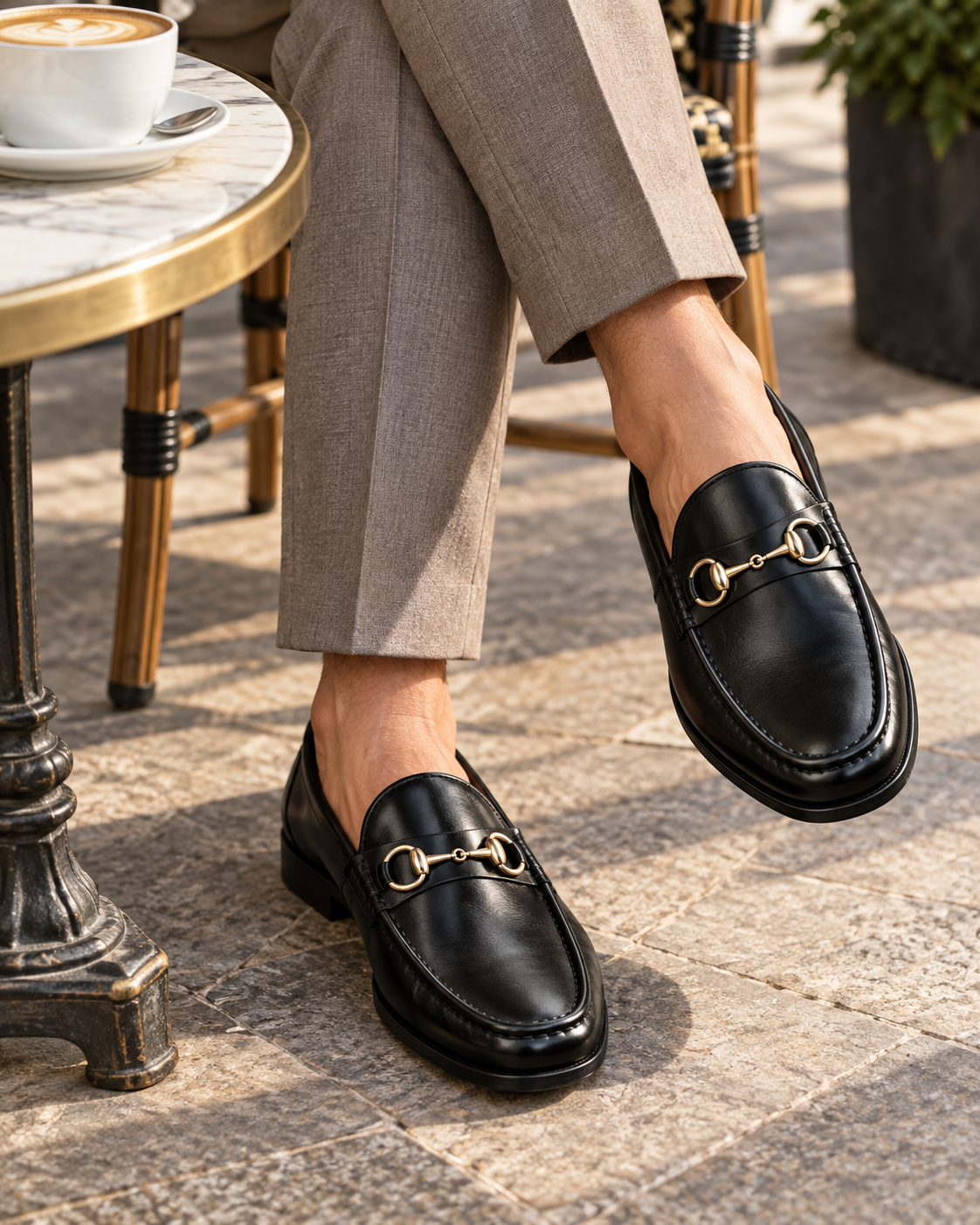 Black Gold Bit Leather Loafers | Handcrafted with Leather Soles
