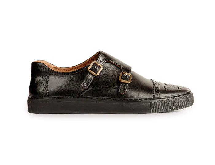 Harmain Leathers Unisex Black Rubber Naples Black, front view, genuine rubber craftsmanship