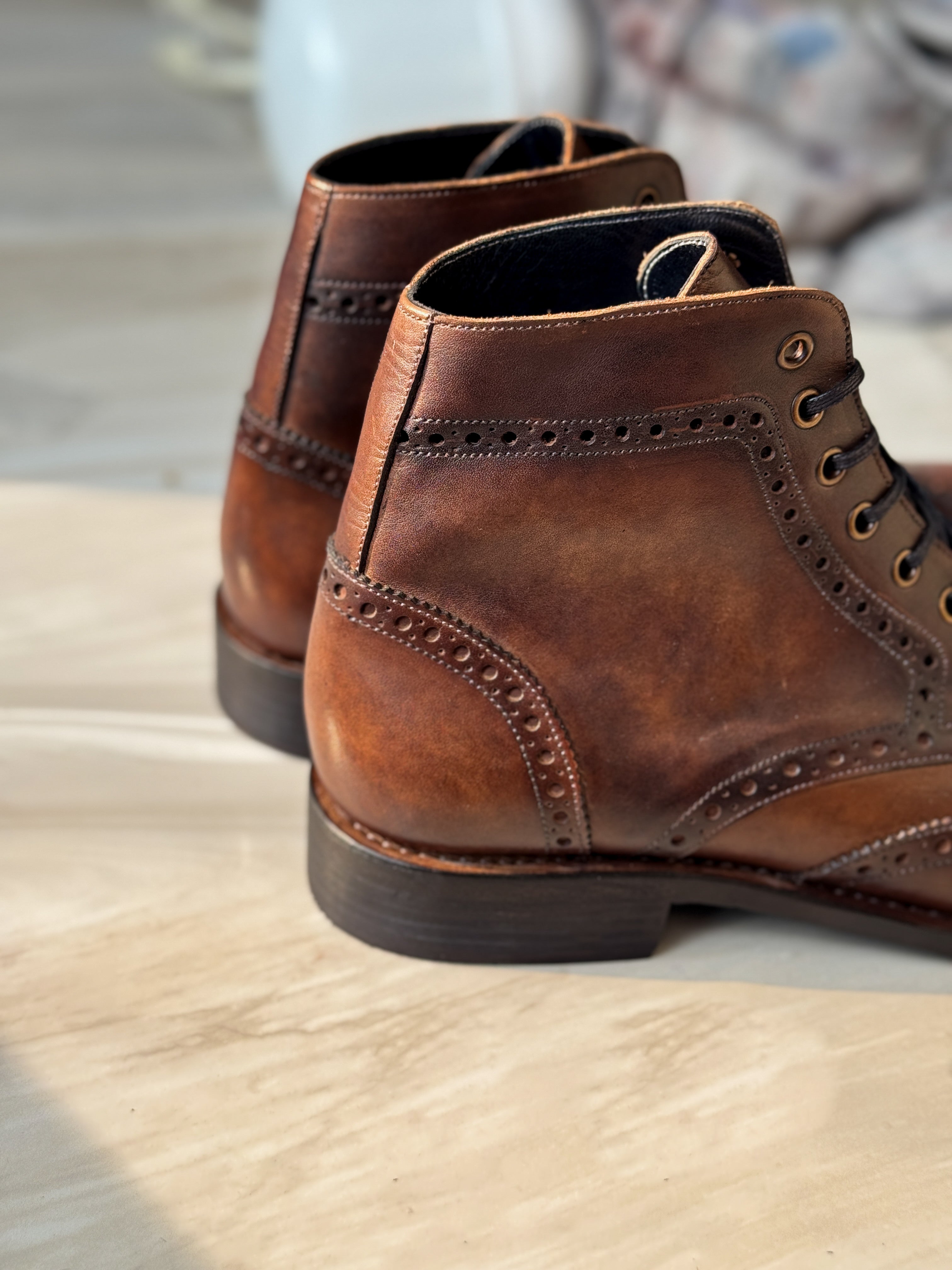 Brown Leather Brogue Boots