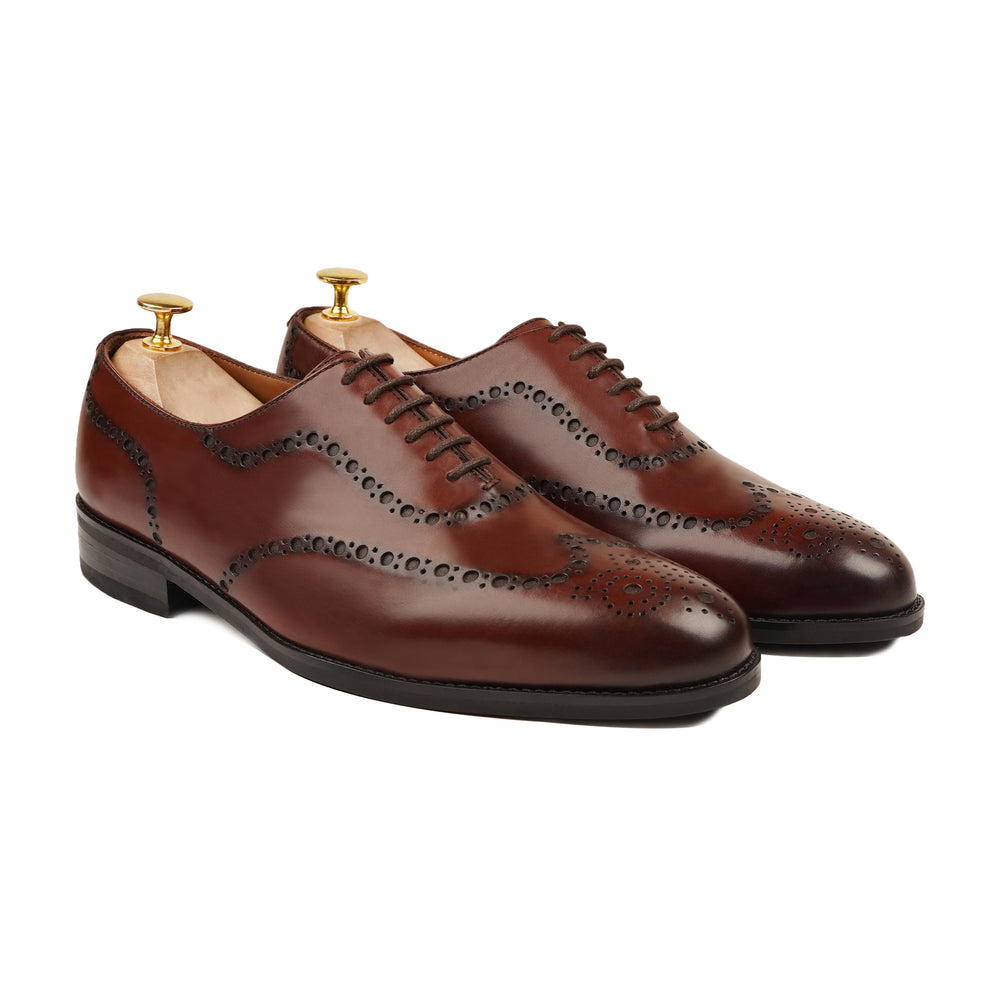 Harmain – Burgunderrote Oxford-Brogues aus Leder