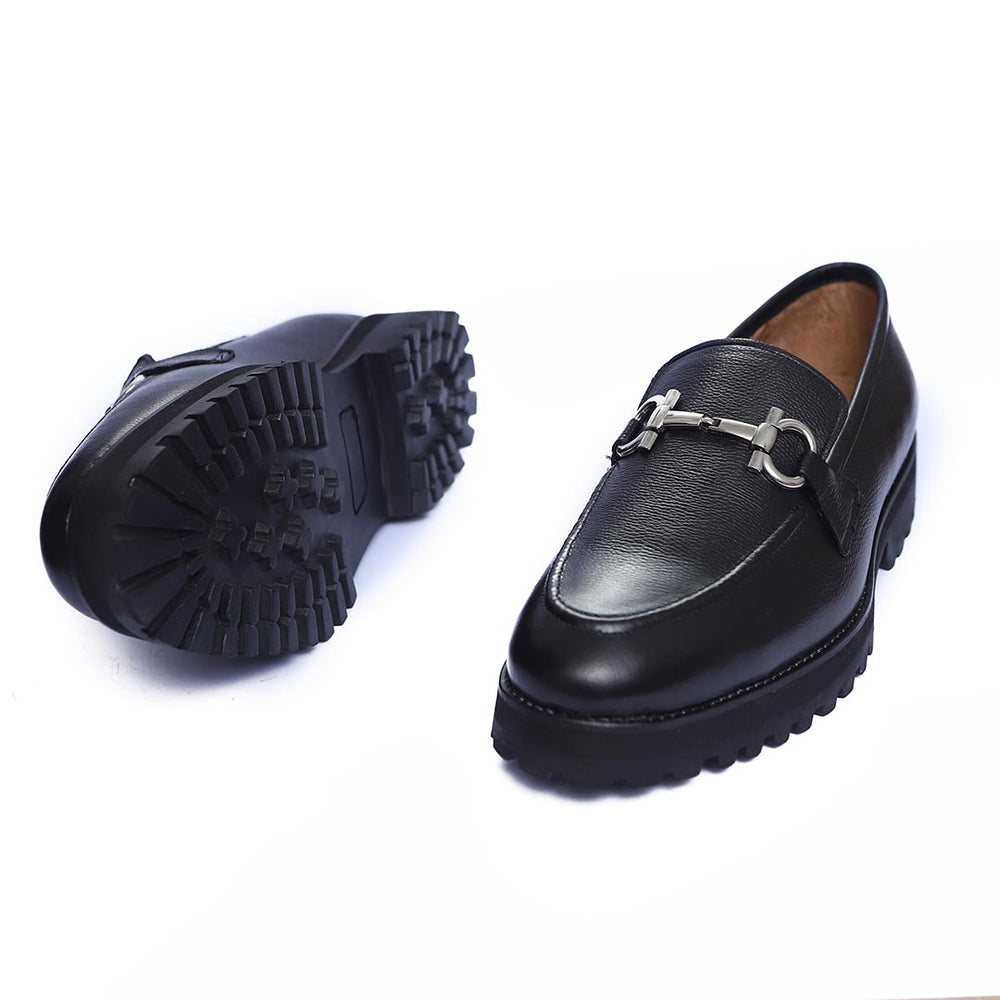 Black Leather with Silver Horsebit