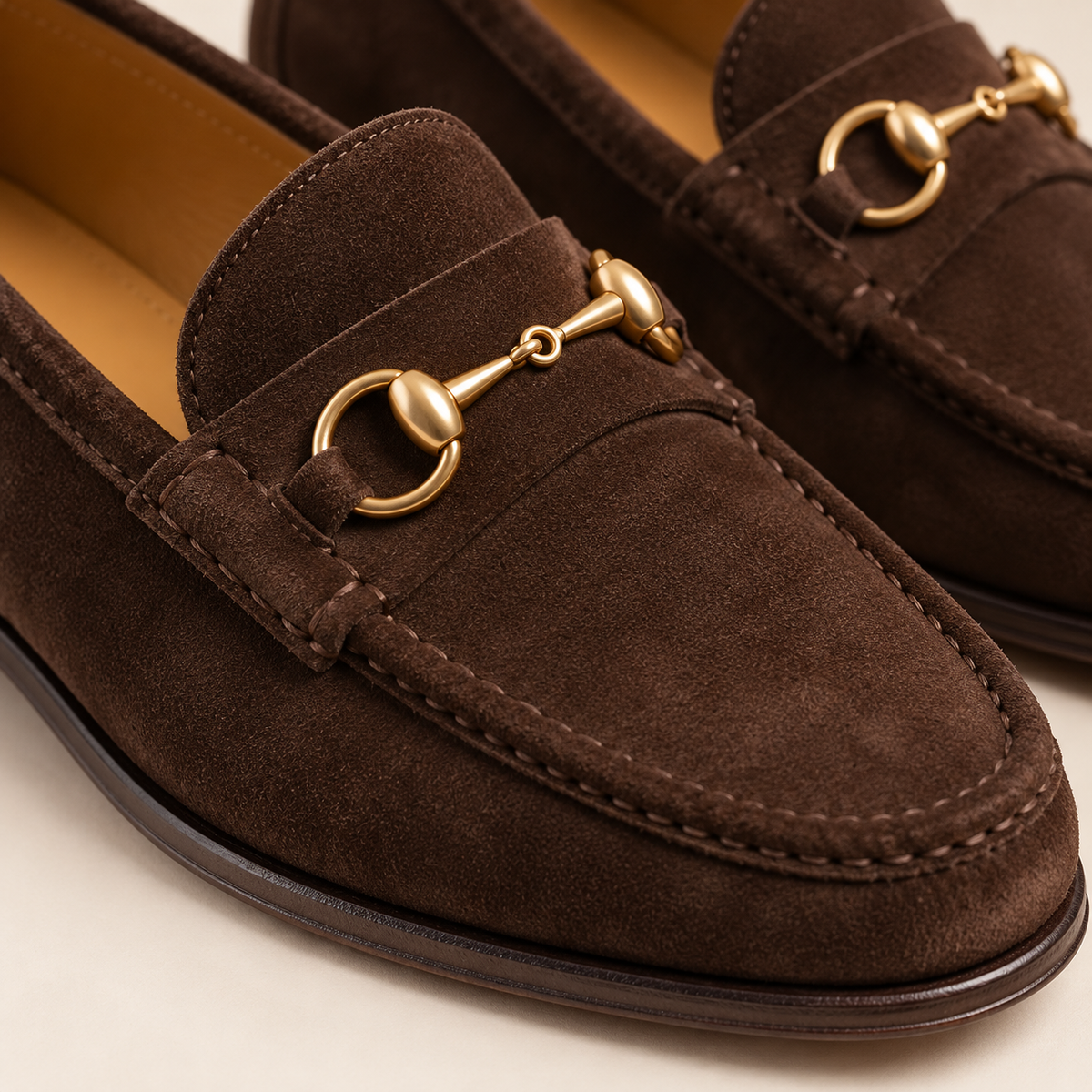 Dark Brown Suede Horsebit Loafers