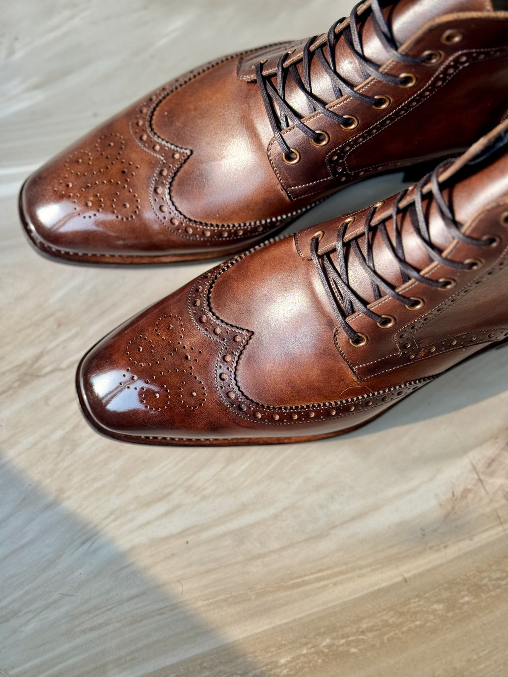 Brown Leather Brogue Boots