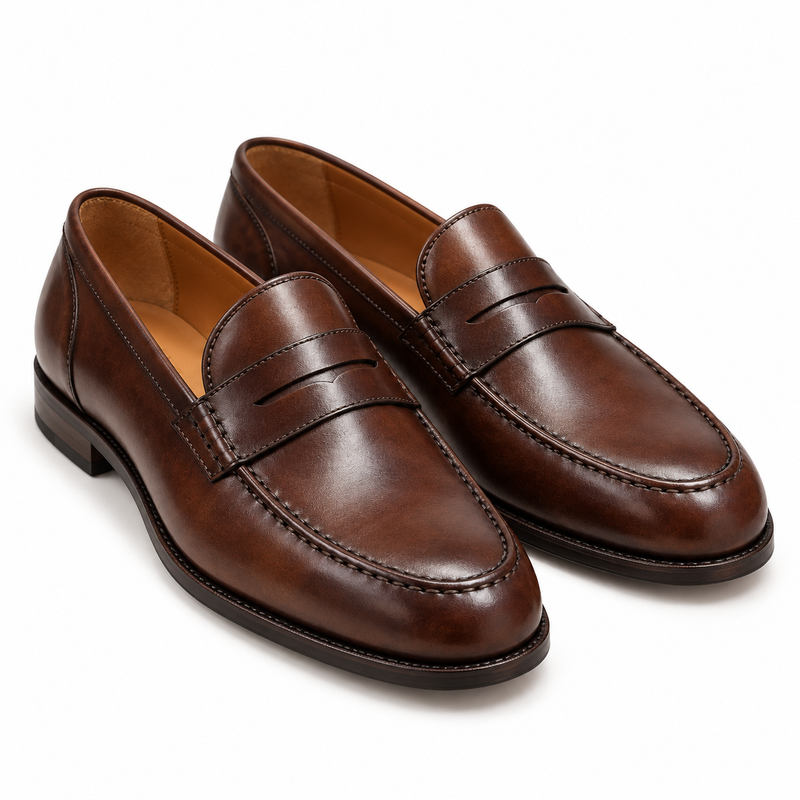 Harmain Leathers Men's Brown Penny Loafers | Leather Men's | Harmain