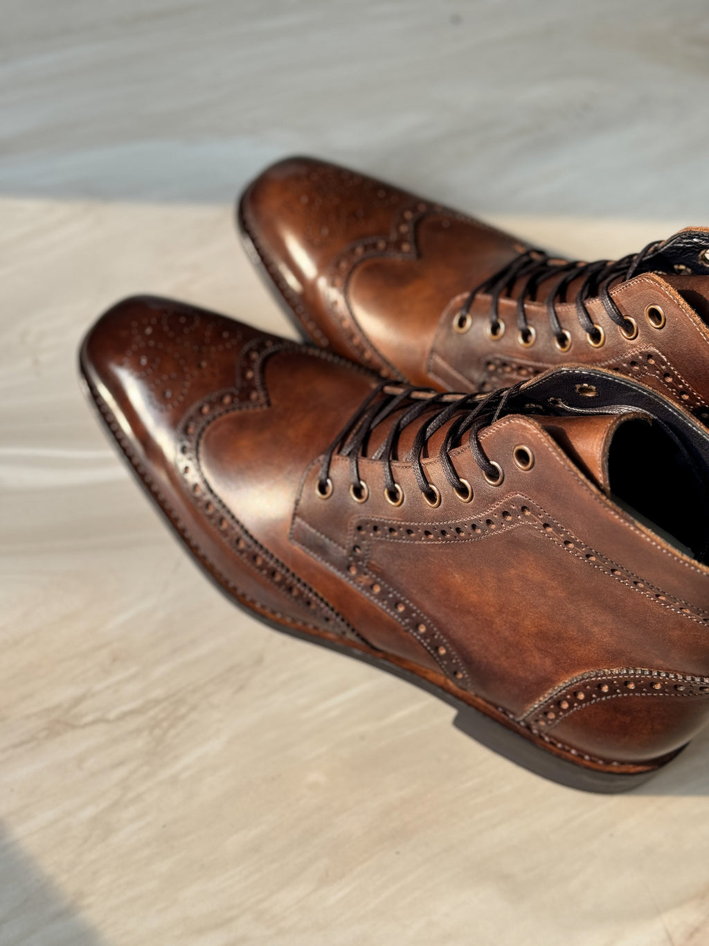 Brown Leather Brogue Boots
