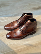 Brown Leather Brogue Boots