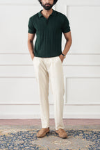 The Ribbed Knit Polo | Forest Green | Short Sleeve Tailored Knit Shirt