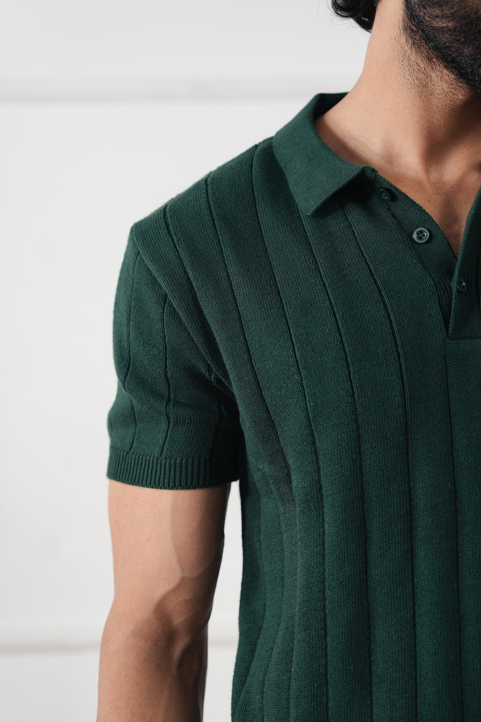 The Ribbed Knit Polo | Forest Green | Short Sleeve Tailored Knit Shirt