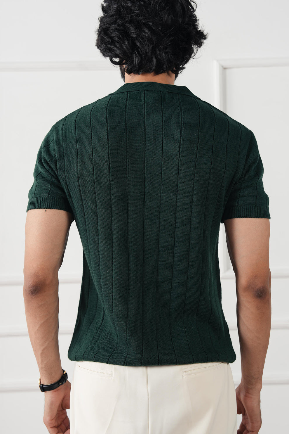 The Ribbed Knit Polo | Forest Green | Short Sleeve Tailored Knit Shirt