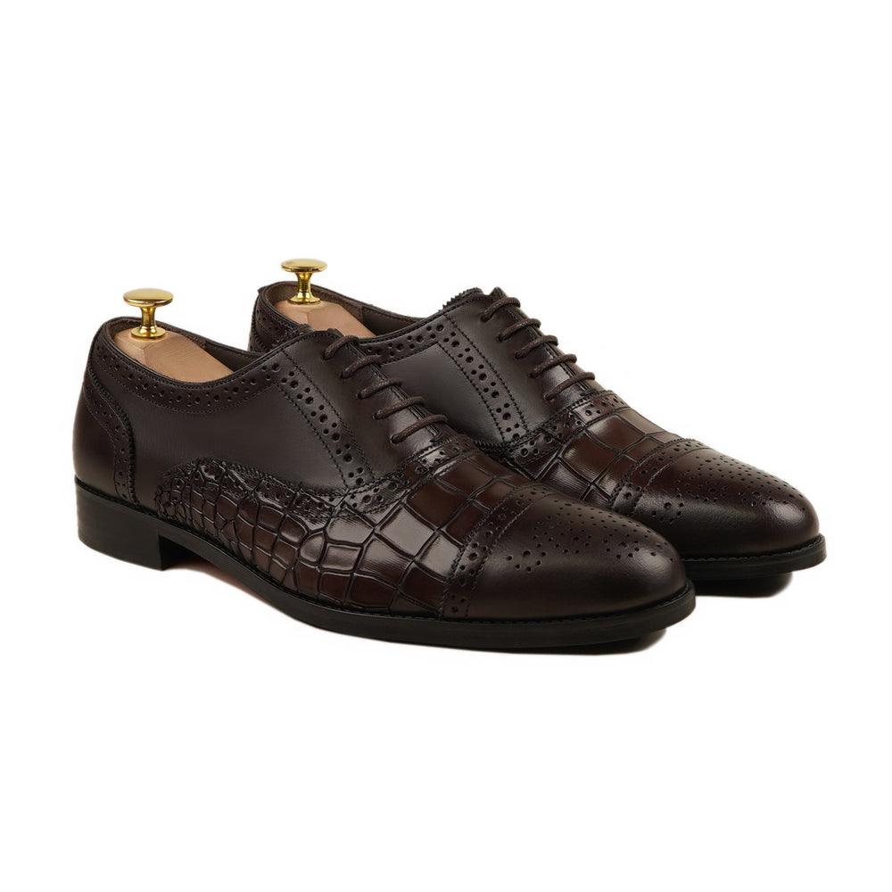Harmain Leathers Men's Brown Leather Plymouth, front view, genuine leather craftsmanship