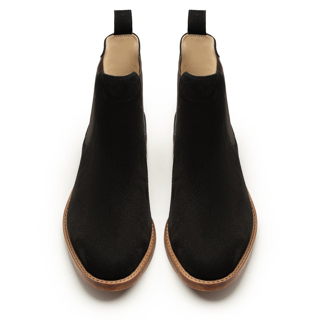 Men's Black Suede Chelsea Boots - Classic UK Style