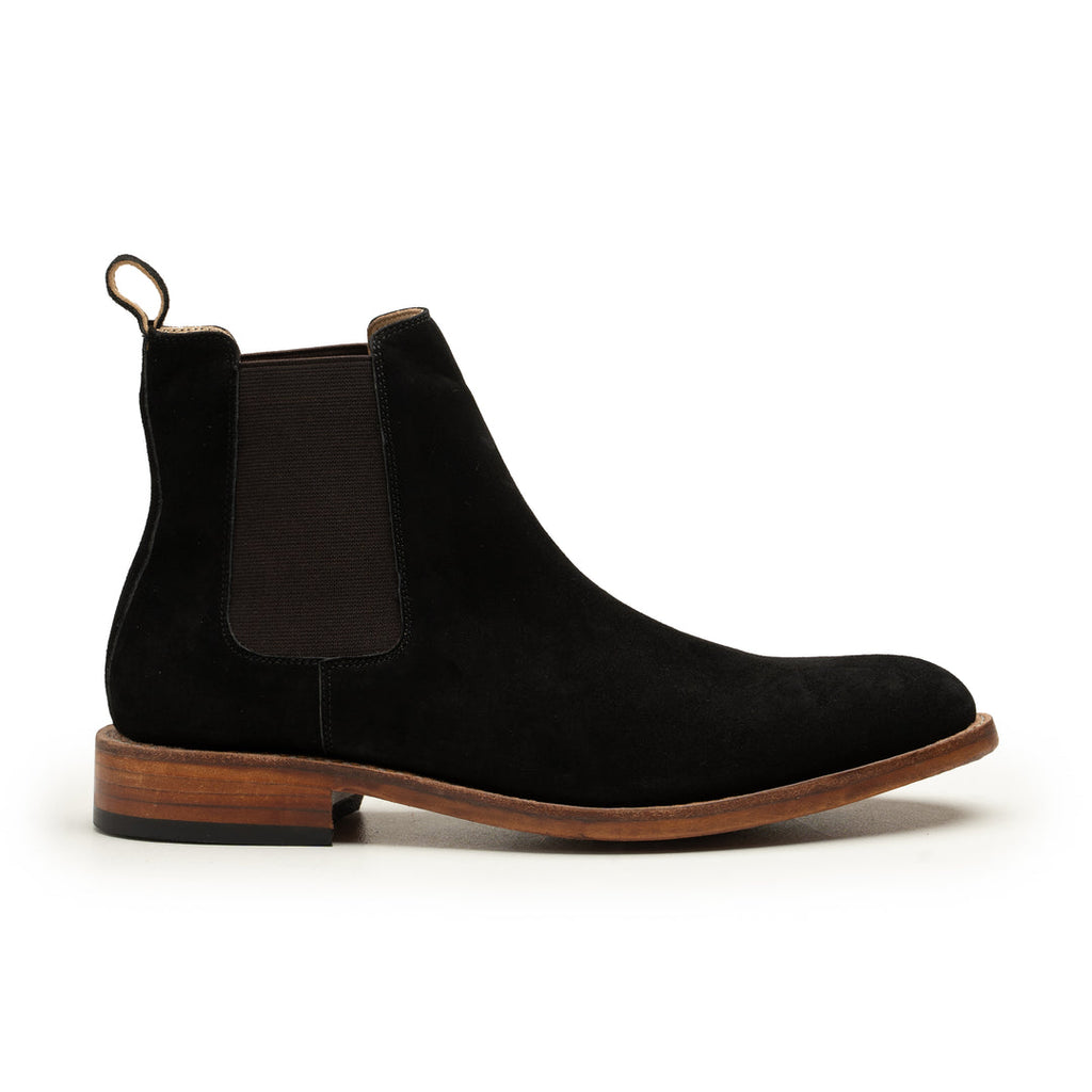 Men's Black Suede Chelsea Boots - Classic UK Style