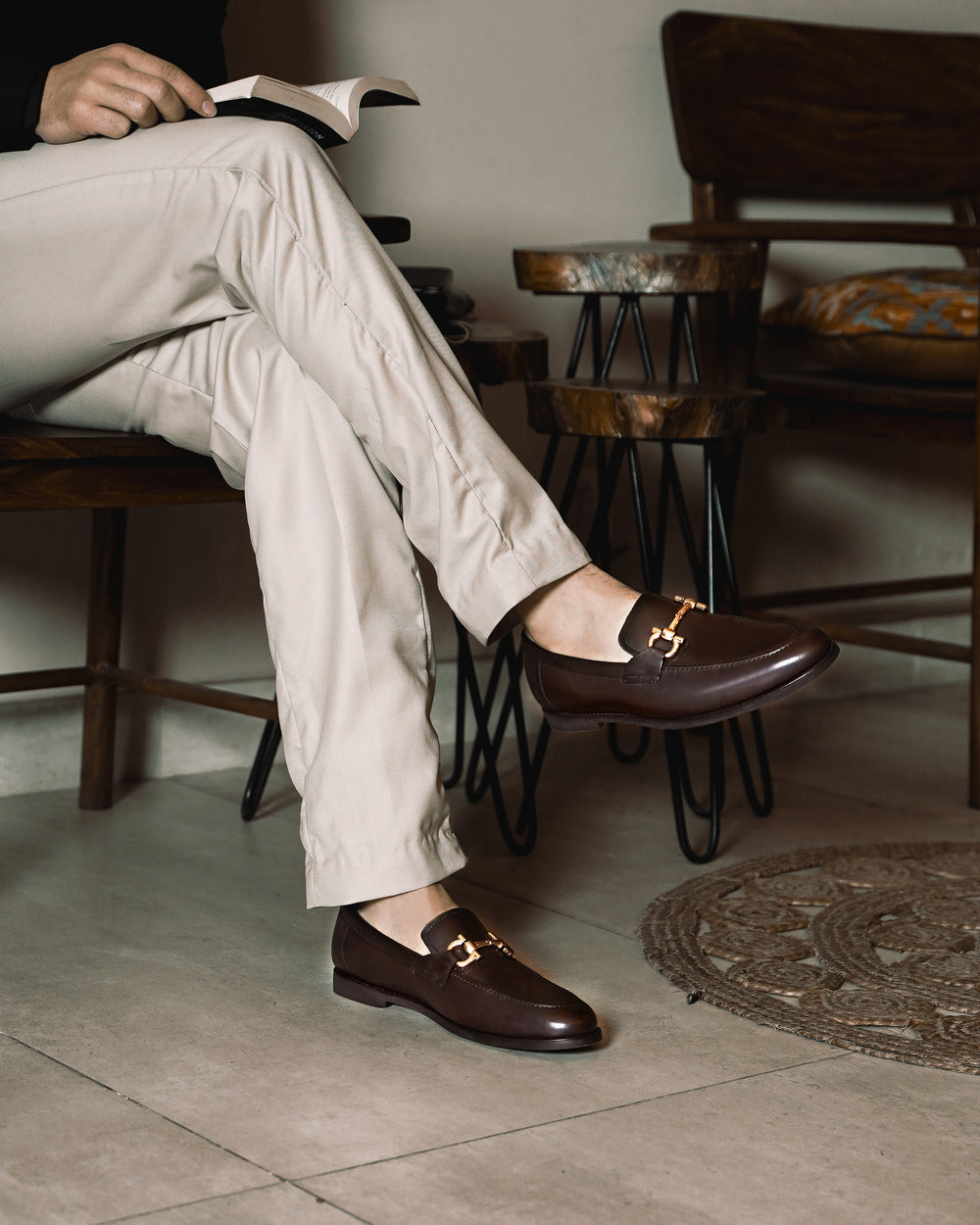 Harmain Leder-Loafer mit Horsebit – Braun