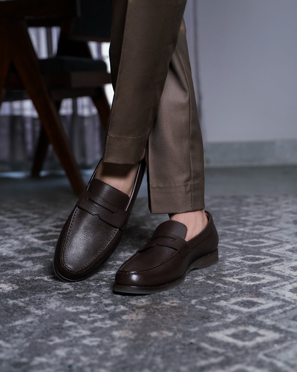 Dark Brown Leather Penny Loafers