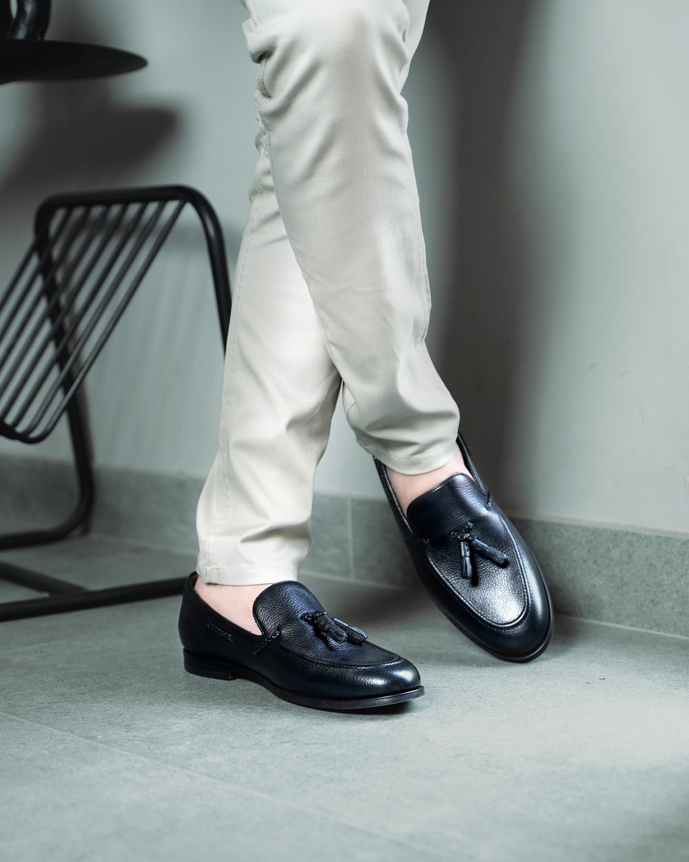 Black Leather Tassel Loafers